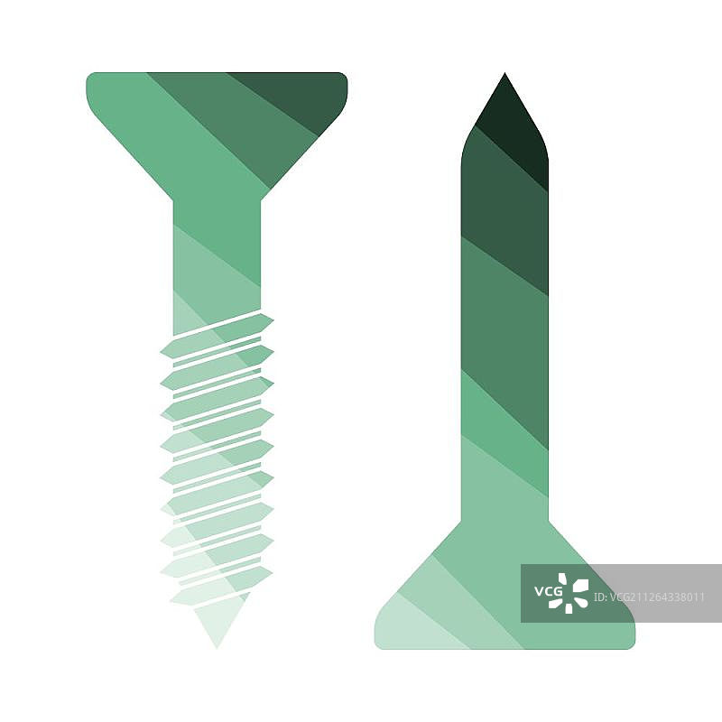 螺丝和钉子图标，扁平彩色阶梯设计矢量插画图片素材