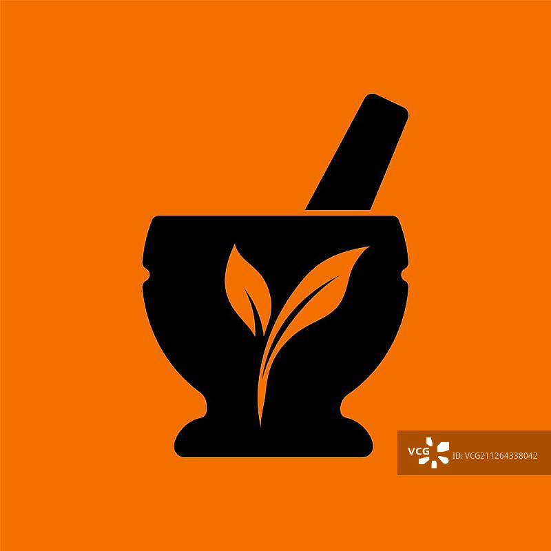 SPA研钵图标，橙色背景上的黑色，矢量图图片素材