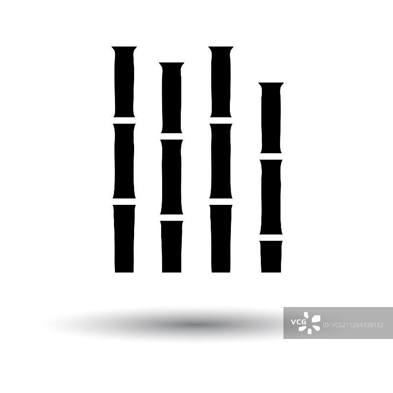 竹枝图标，白色背景上的黑色阴影矢量图图片素材