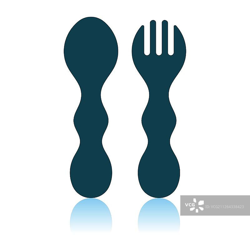 婴儿勺叉图标，阴影反射设计图片素材