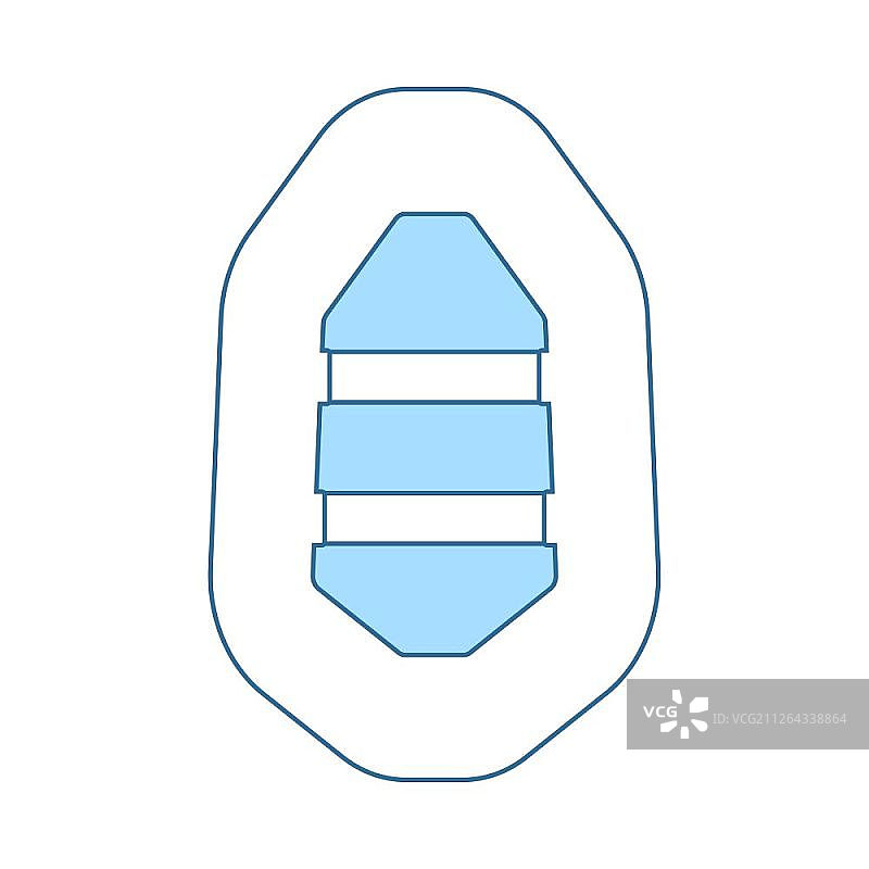 橡皮艇图标：蓝色填充细线设计矢量插画图片素材