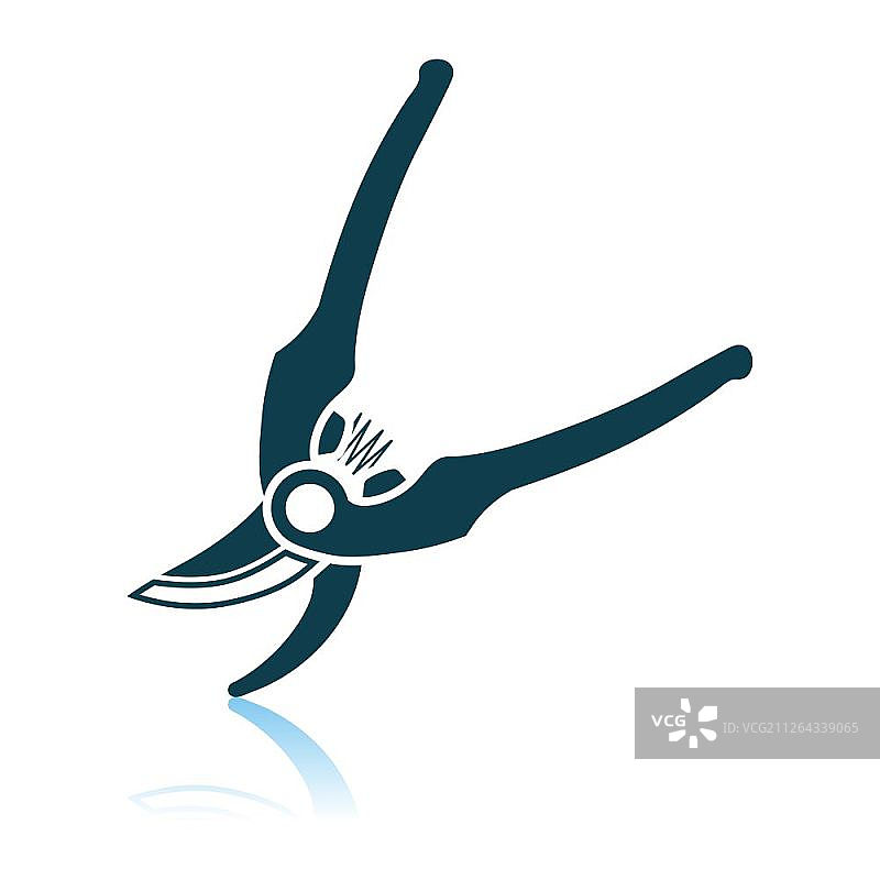 花园剪刀图标。阴影反射设计。矢量图。图片素材