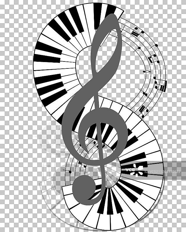 带有钢琴键盘的五线谱矢量图图片素材