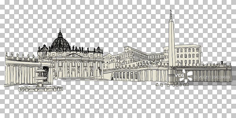 梵蒂冈手绘草图矢量图图片素材