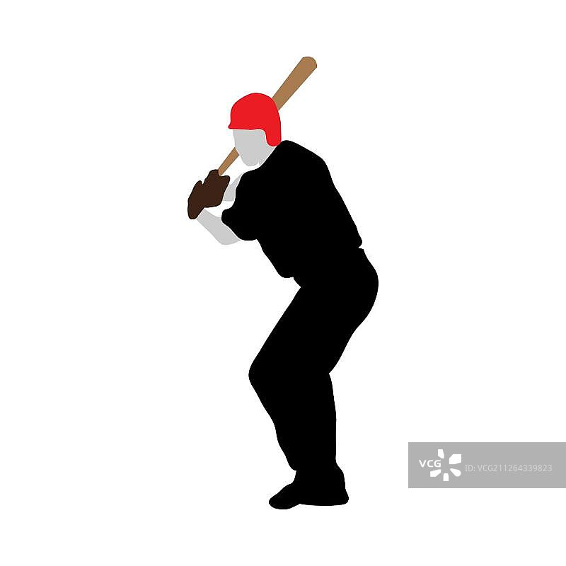 高细节棒球运动员轮廓，完全可编辑EPS 10矢量插图图片素材