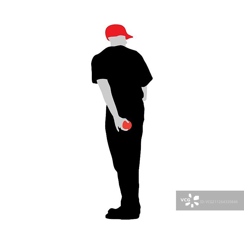 高细节棒球运动员轮廓，完全可编辑EPS 10矢量插图图片素材