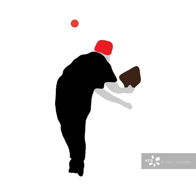 高细节棒球运动员轮廓，完全可编辑EPS 10矢量插图图片素材