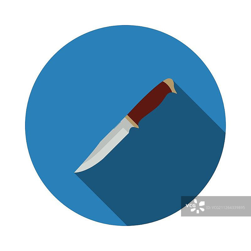 刀具图标：扁平圆形模版设计与长阴影矢量图图片素材