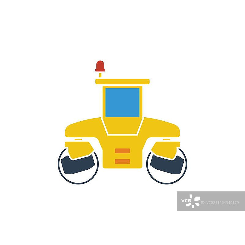 压路机图标。扁平设计。矢量图图片素材