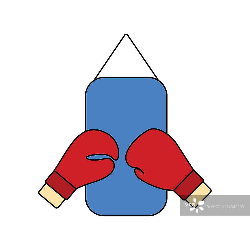 扁平风格UI配色拳击梨与手套图标矢量插画图片素材