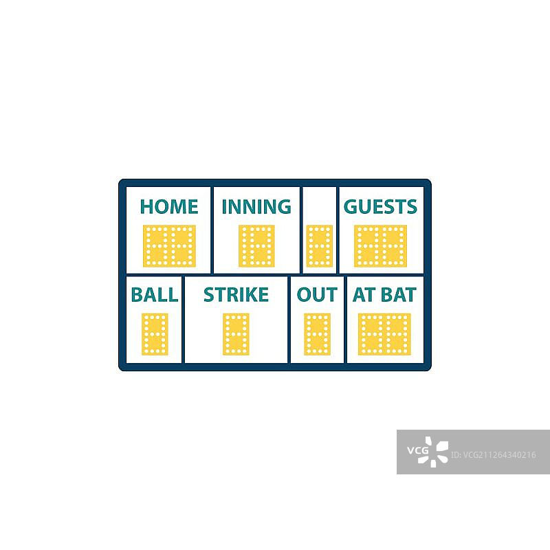棒球记分牌图标，扁平配色设计矢量图图片素材