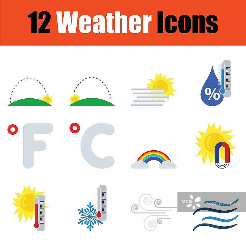 全彩天气图标合集矢量素材图片素材