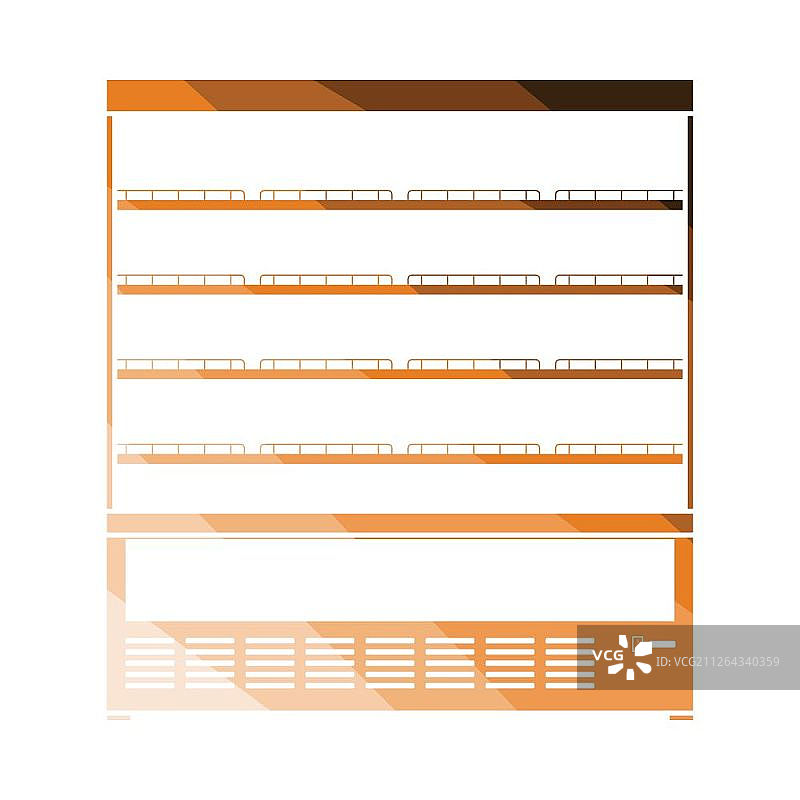 超市冰箱展示柜图标：扁平颜色设计矢量图图片素材