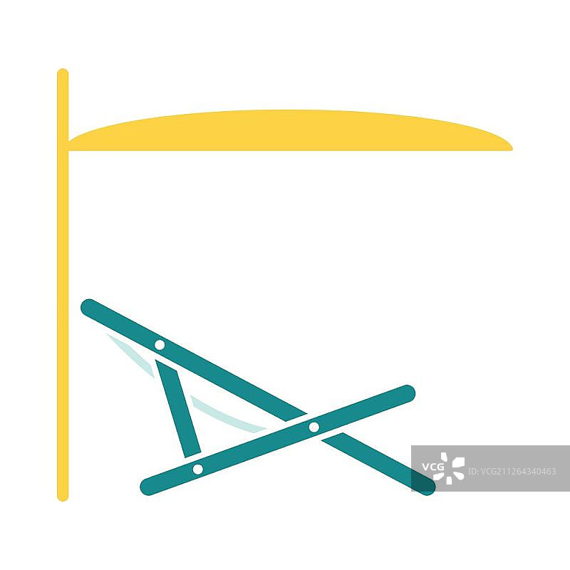 带遮阳伞的沙滩躺椅图标矢量图图片素材