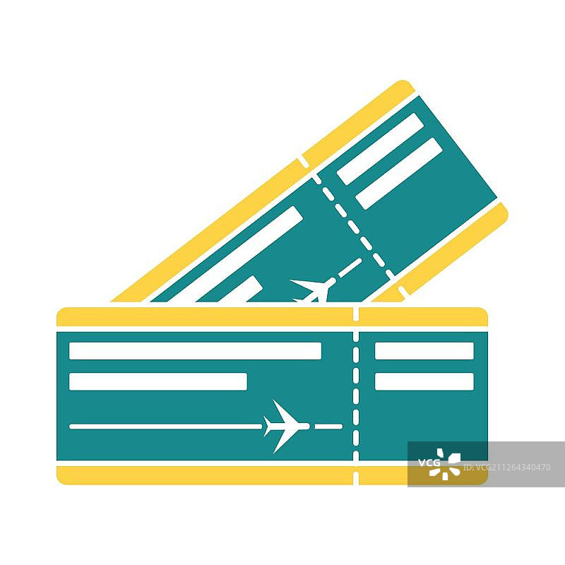 蓝色和黄色调的飞机票图标矢量图图片素材