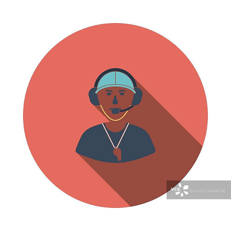 美式橄榄球教练图标，扁平彩色设计，矢量插图图片素材