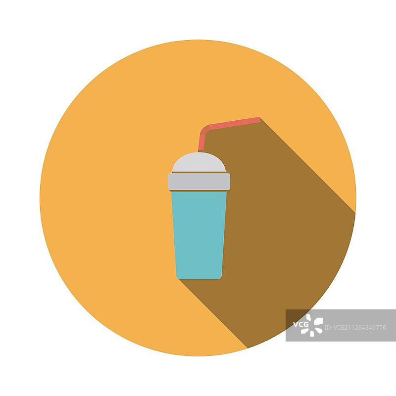 一次性苏打杯和吸管图标，扁平风格设计矢量插画图片素材