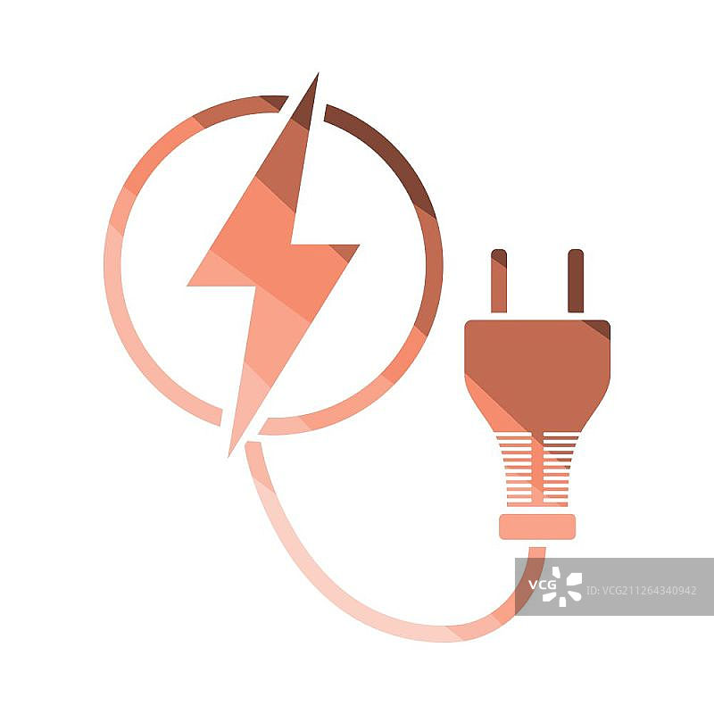 电源插头图标，扁平风格设计，矢量插画图片素材
