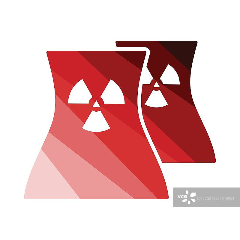 核电站图标：扁平颜色设计矢量图图片素材