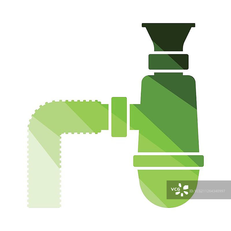 浴室虹吸管图标：扁平颜色设计矢量图图片素材