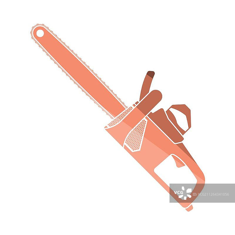 链锯图标。扁平颜色设计。矢量图。图片素材