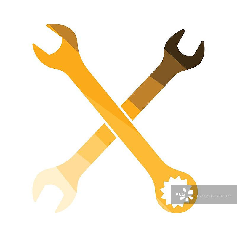 交叉扳手图标。扁平风格设计。矢量图图片素材