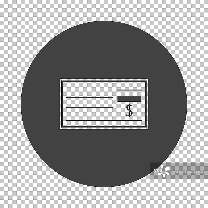 银行支票图标。在透明网格上减去模具设计。矢量图。图片素材