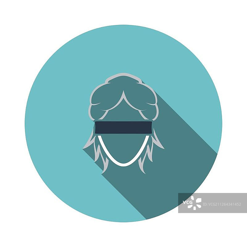 忒弥斯头像图标。扁平设计圆形，长阴影。矢量图。图片素材