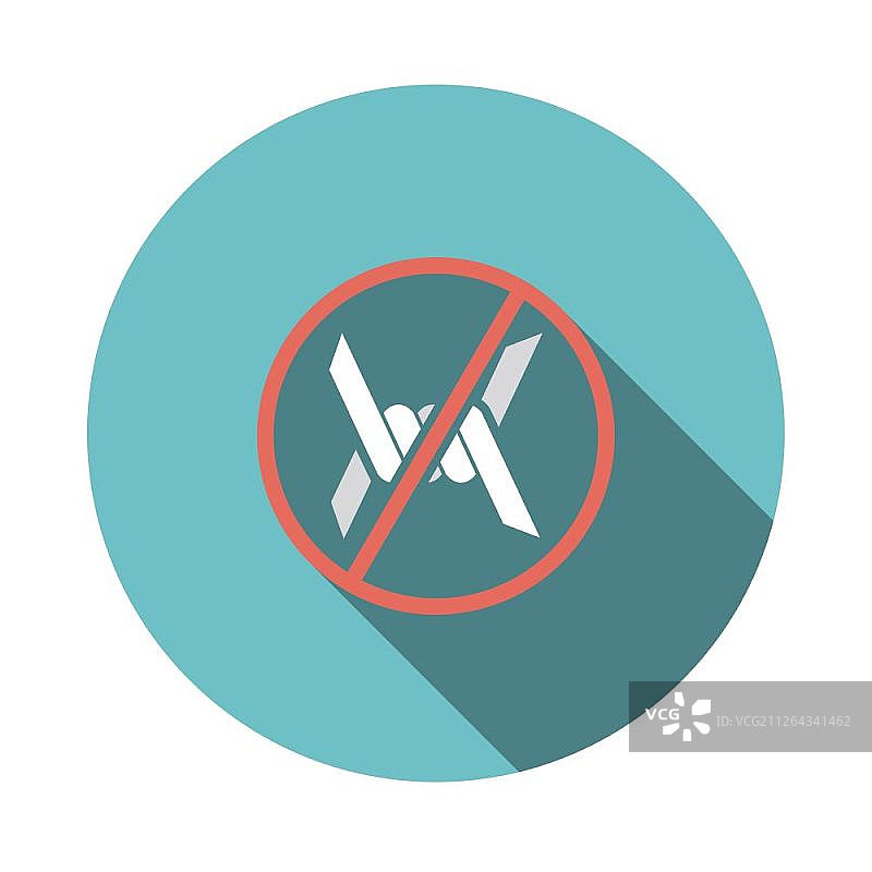 带刺铁丝网图标：扁平设计圆形长阴影矢量图图片素材