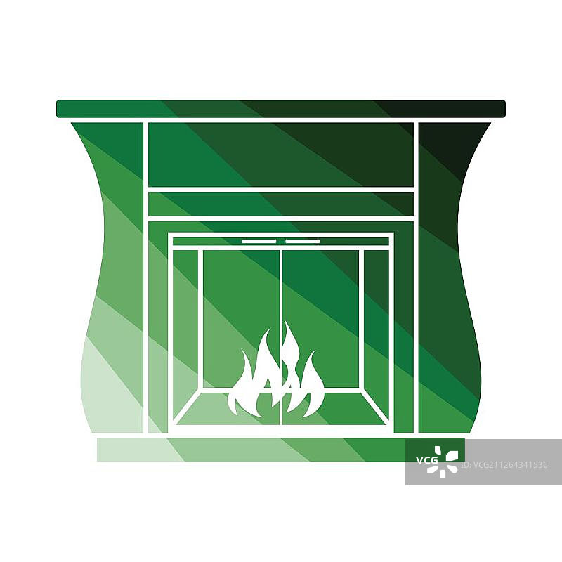 带门的壁炉图标。扁平风格设计。矢量素材图片素材