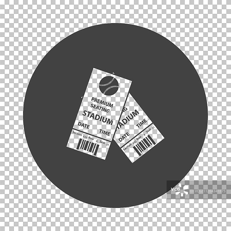 棒球票图标。透明网格上的镂空模板设计。矢量插图。图片素材