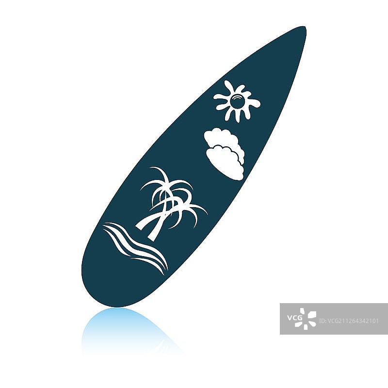 冲浪板图标，阴影反射设计，矢量图图片素材