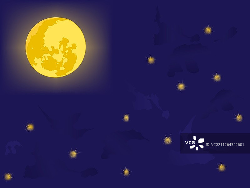 夜空中的月亮矢量背景图片素材