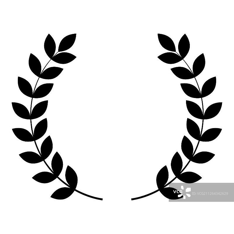 月桂花环，胜利的象征，黑色矢量图图片素材