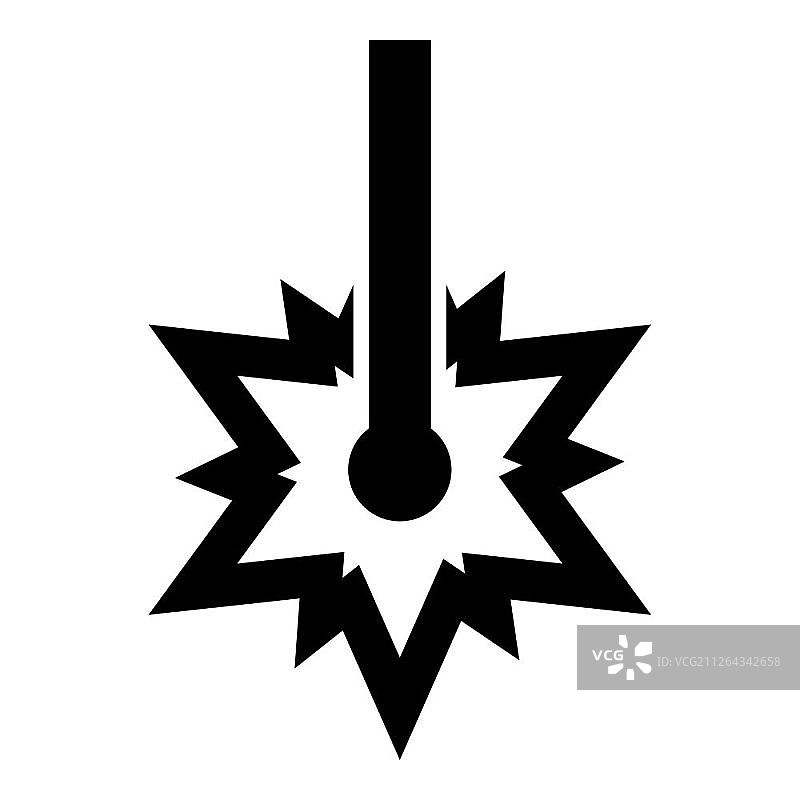 激光工作、激光线、火花、焊接符号、雕刻概念激光雕刻爆发切割图标黑色矢量插图扁平风格简单图像图片素材