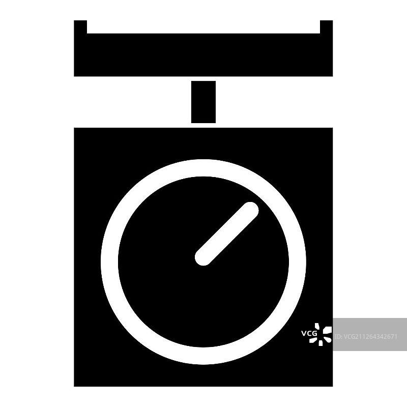 厨房秤家用秤带托盘厨房电器图标黑色矢量图图片素材