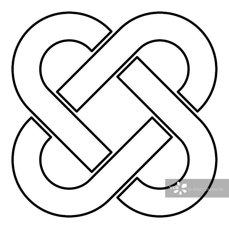 凯尔特结图标黑色轮廓矢量图，扁平风格简约图像图片素材