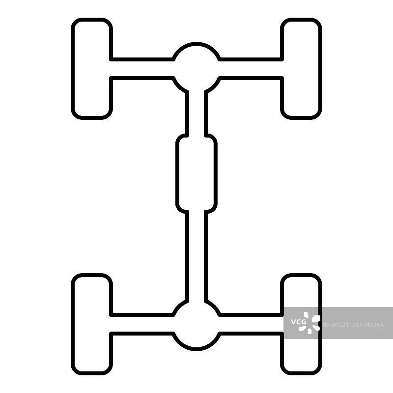 汽车底盘车架轮廓扁平风格矢量图图片素材
