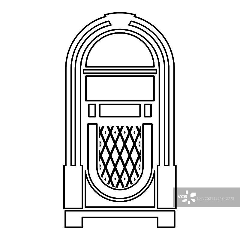 自动点唱机复古音乐概念播放设备图标黑色矢量扁平风格简约图图片素材