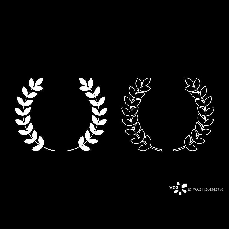 象征胜利的桂冠枝条，白色矢量图图片素材