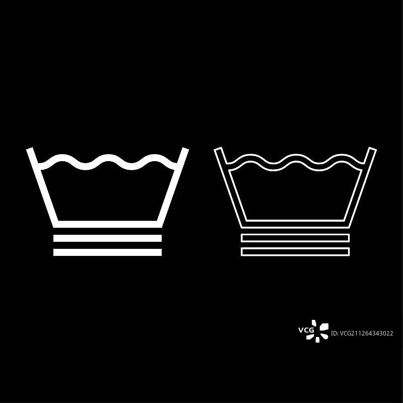 精细的洗涤衣物护理符号洗衣概念图标矢量图图片素材