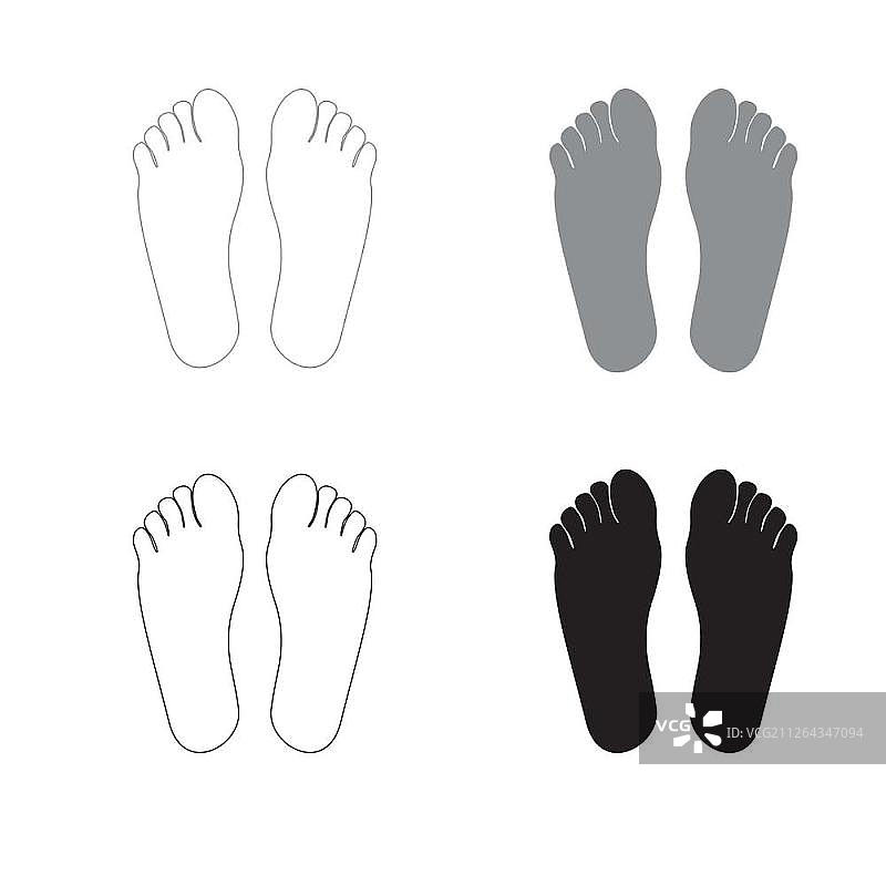 脚后跟脚印黑色和灰色图标图片素材