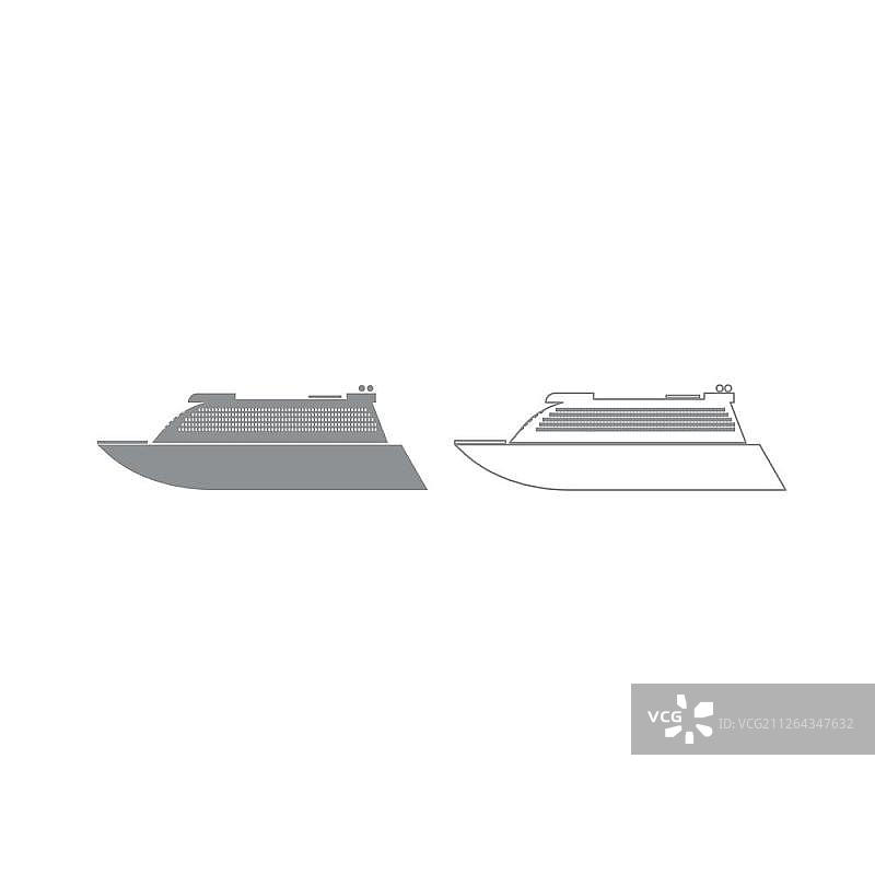 跨大西洋游轮灰色图标集图片素材