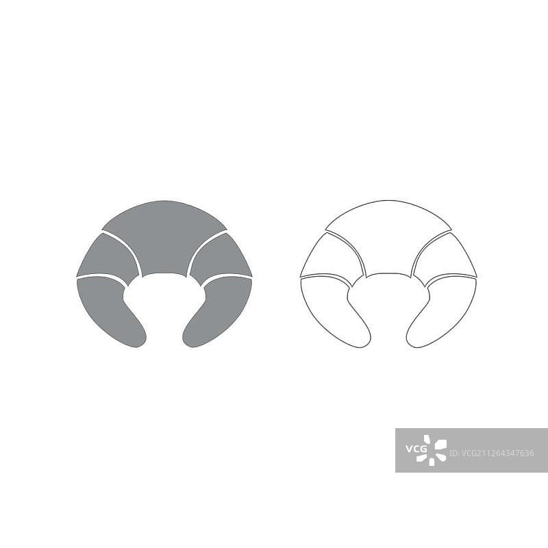 羊角面包灰色图标集图片素材