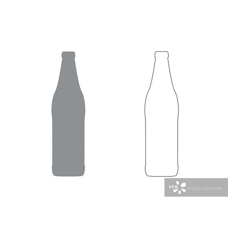 啤酒瓶灰色图标集图片素材