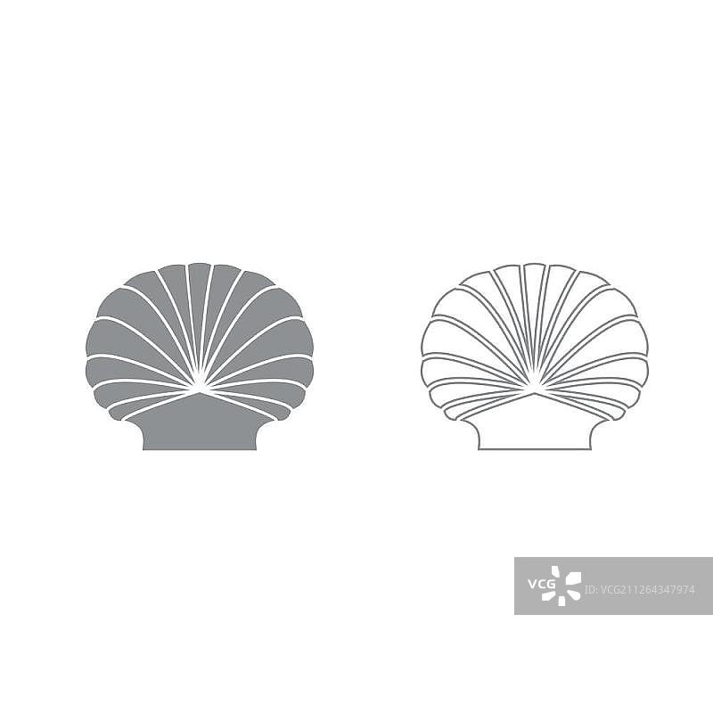 贝壳灰色图标图片素材