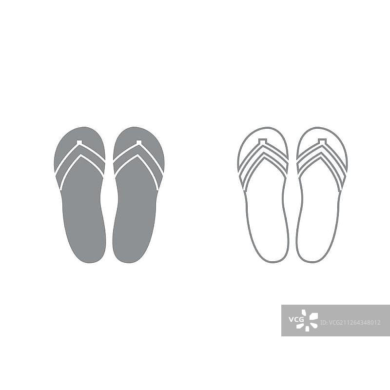 灰色沙滩拖鞋图标图片素材