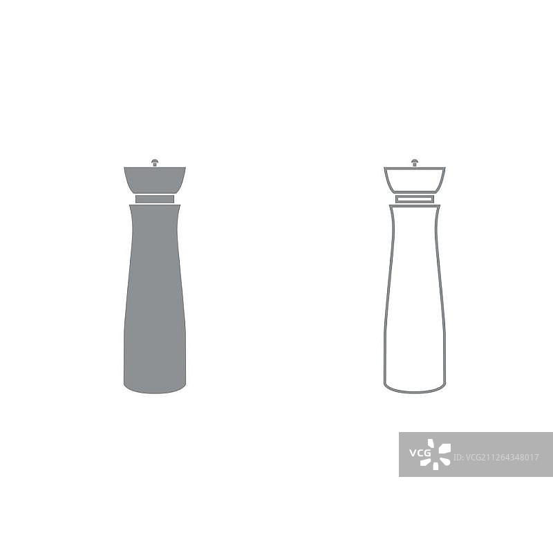 盐和胡椒研磨器灰色套装图标图片素材