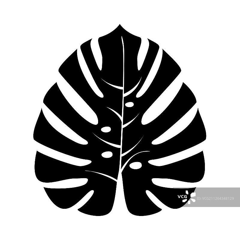 热带树叶黑色图标图片素材