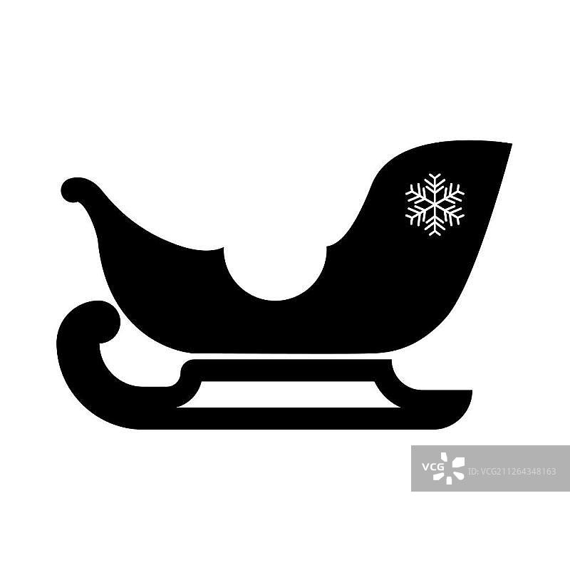 黑色圣诞老人雪橇图标图片素材